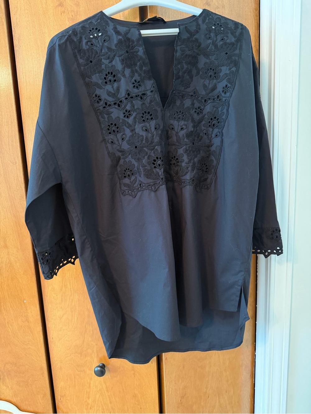 Seventy Venezia Black Embroidered V-Neck Tunic
